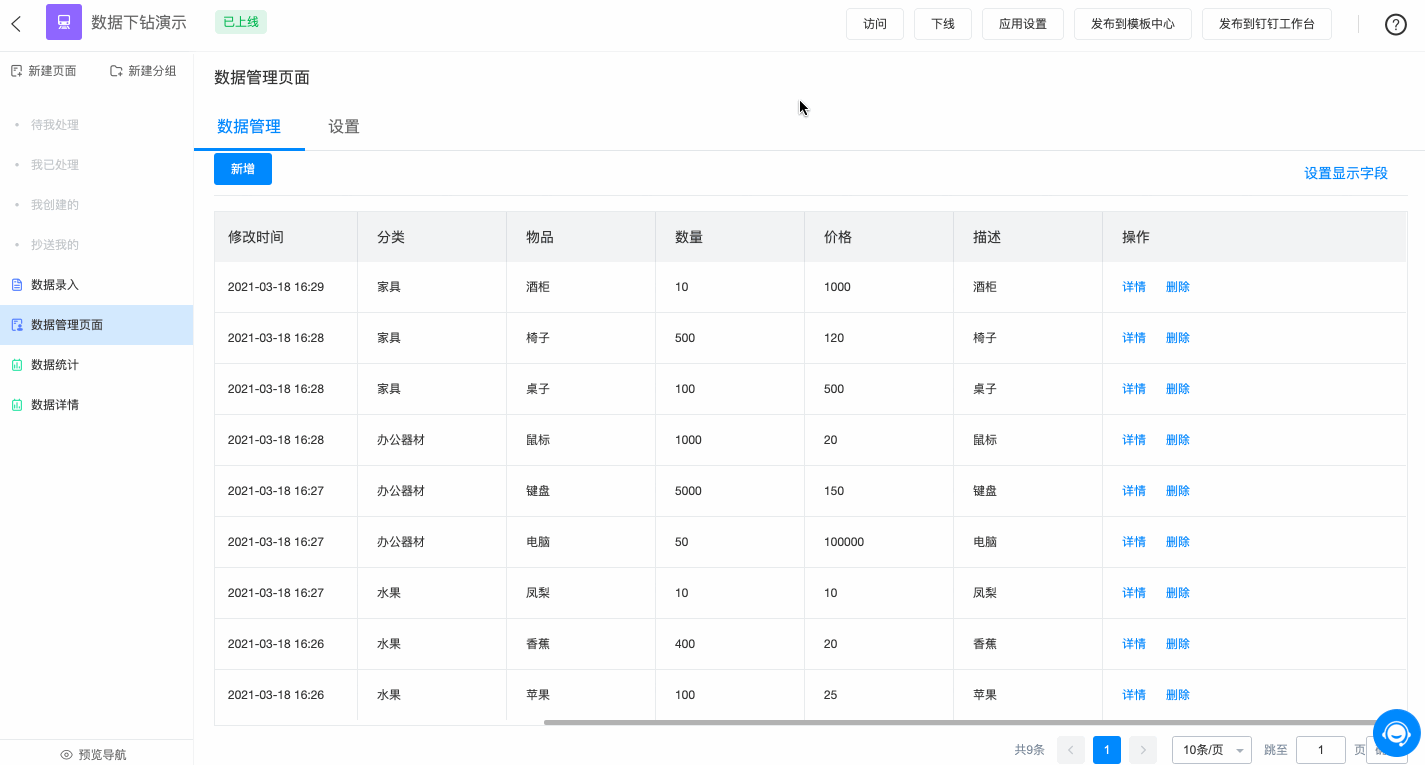 如何点击饼图项跳转到表格详情列表