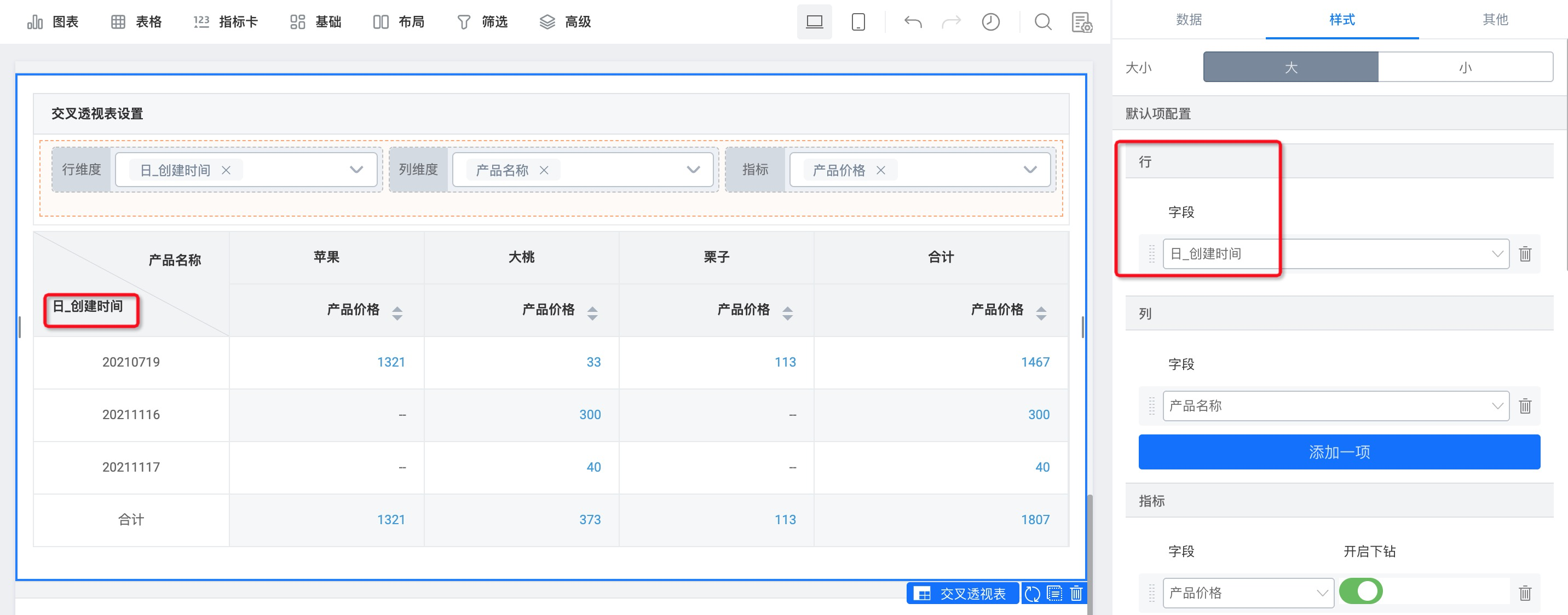 交叉透视表